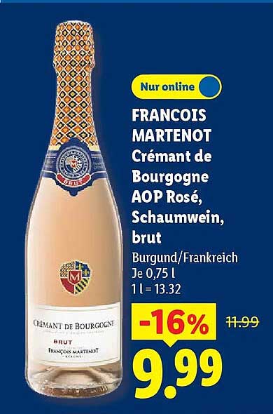 FRANCOIS MARTENOT Crémant de Bourgogne AOP Rosé, Schaumwein, brut