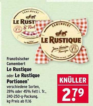 Französischer Camembert Le Rustique oder Le Rustique Portionen