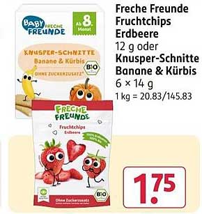 Freche Freunde Fruchtchips Erdbeere 12 g oder Knusper-Schnitte Banane & Kürbis 6 x 14 g