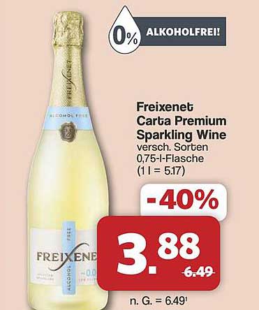 Freixenet Carta Premium Sparkling Wine versch. Sorten 0,75-l-Flasche (1 l = 5,17)