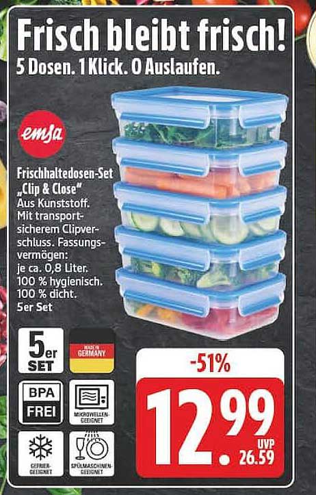 Frisch bleibt frisch! 5 Dosen. 1 Klick. 0 Auslaufen.