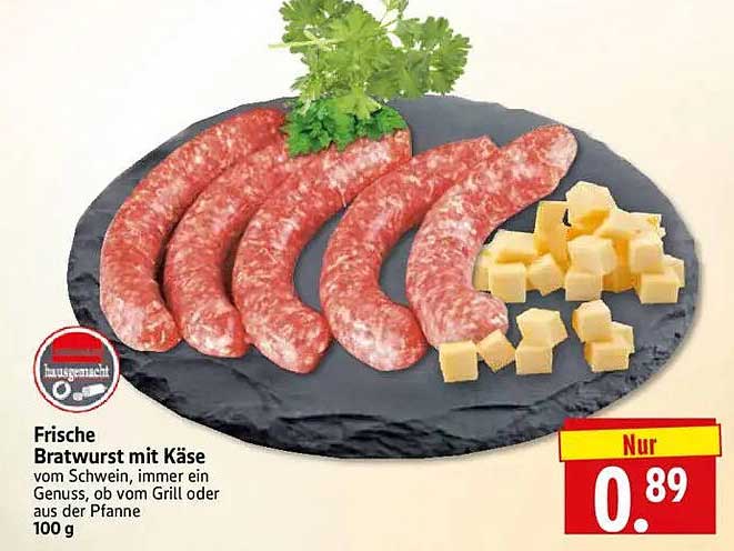 Frische Bratwurst mit Käse