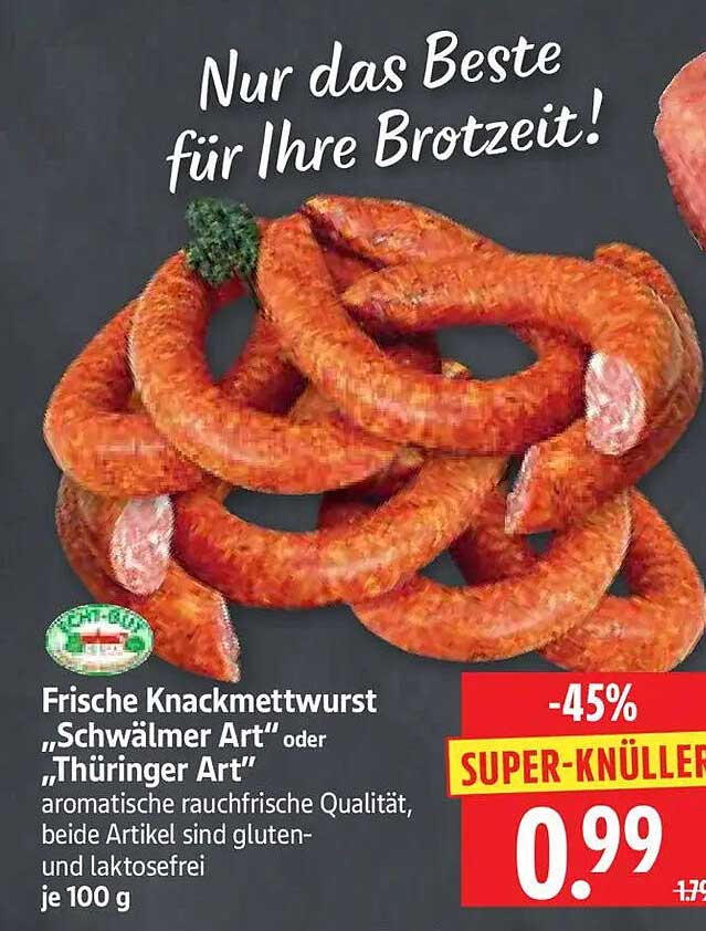 Frische Knackmettwurst „Schwälmer Art“ oder „Thüringer Art“