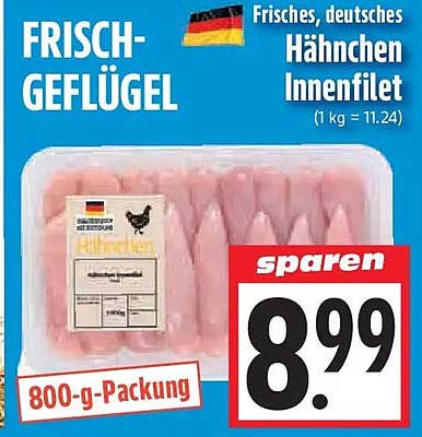 Frisches, deutsches Hähnchen Innenfilet