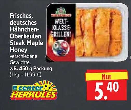 Frisches, deutsches Hähnchen-Oberkeulen Steak Maple Honey