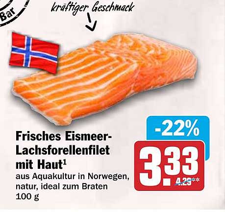 Frisches Eismeer-Lachsforellenfilet mit Haut¹