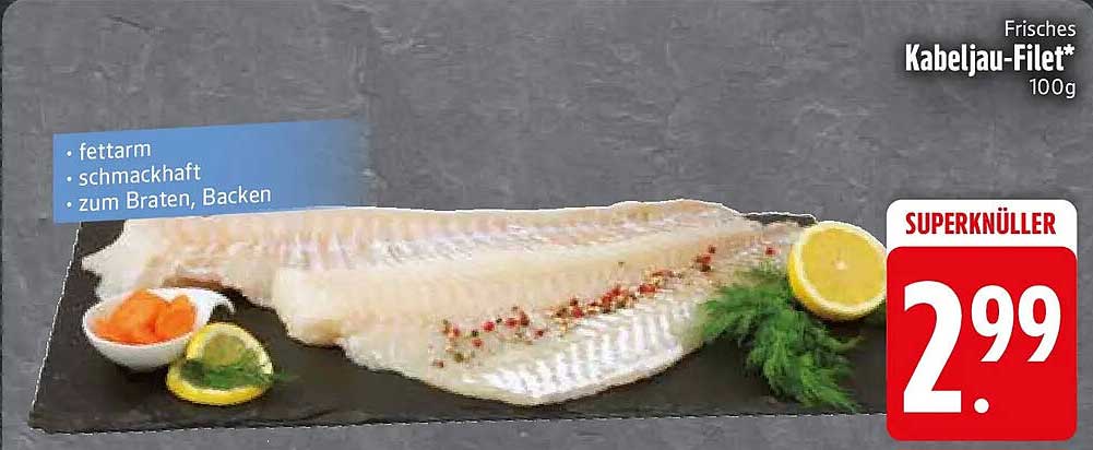 Frisches Kabeljau-Filet* 100g