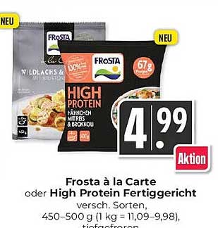 Frosta à la Carte oder High Protein Fertiggericht versch. Sorten, 450–500 g (1 kg = 11,09–9,98), tiefgefroren