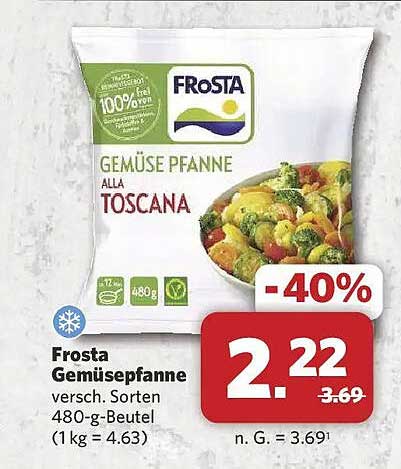 Frosta Gemüsepfanne versch. Sorten 480-g-Beutel (1 kg = 4.63)