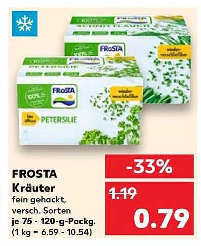 FROSTA Kräuter fein gehackt, versch. Sorten je 75 - 120-g-Packg. (1 kg = 6.59 - 10.54)