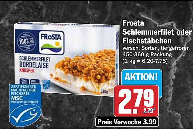 Frosta Schlemmerfilet oder Fischstäbchen