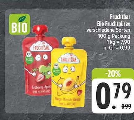 Fruchtbar Bio Fruchtpüree verschiedene Sorten 100 g Packung