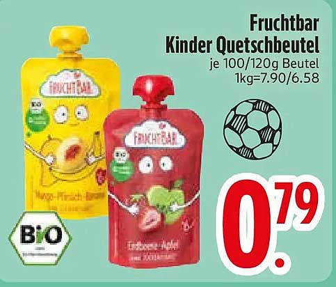 Fruchtbar Kinder Quetschbeutel je 100/120g Beutel 1kg=7.90/6.58