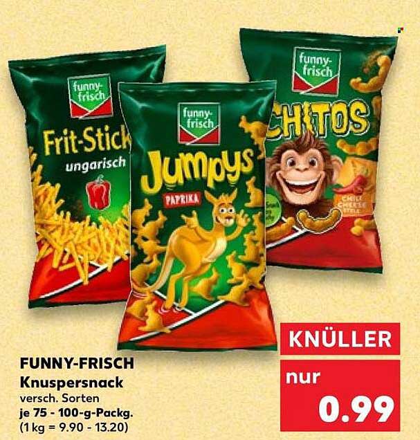 FUNNY-FRISCH Knuspersnack versch. Sorten je 75 - 100-g-Packg. (1 kg = 9.90 - 13.20)