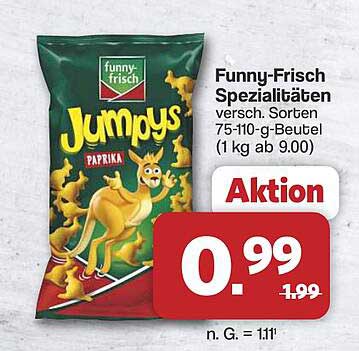 Funny-Frisch Spezialitäten versch. Sorten 75-110-g-Beutel (1 kg ab 9,00)
