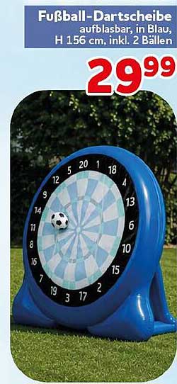 Fußball-Dartscheibe aufblasbar, in Blau, H 156 cm, inkl. 2 Bällen