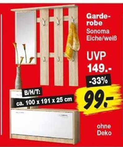 Garde-robe Sonoma Eiche/weiß