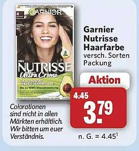 Garnier Nutrisse Haarfarbe versch. Sorten Packung