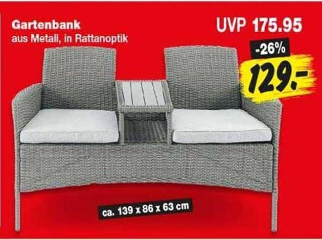 Gartenbank aus Metall, in Rattanoptik