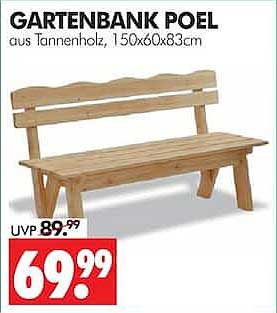 GARTENBANK POEL aus Tannenholz, 150x60x83cm