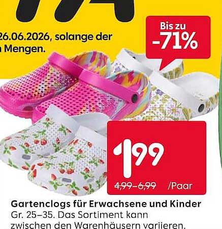 Gartenclogs für Erwachsene und Kinder