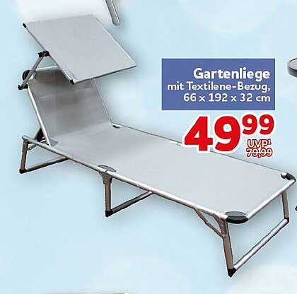 Gartenliege mit Textilene-Bezug, 66 x 192 x 32 cm