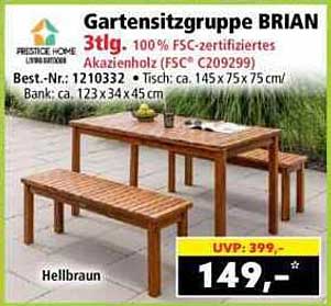 Gartensitzgruppe BRIAN 3tlg. 100% FSC-zertifiziertes Akazienholz (FSC® C020929)