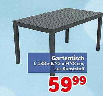 Gartentisch L 138 x B 72 x H 78 cm, aus Kunststoff