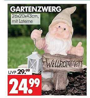 GARTENZWERG 26x20x43cm, mit Laterne