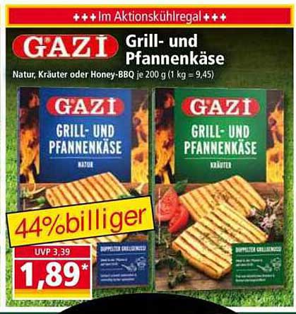 GAZI Grill- und Pfannenkäse Natur, Kräuter oder Honey-BBQ je 200 g (1 kg = 9,45)