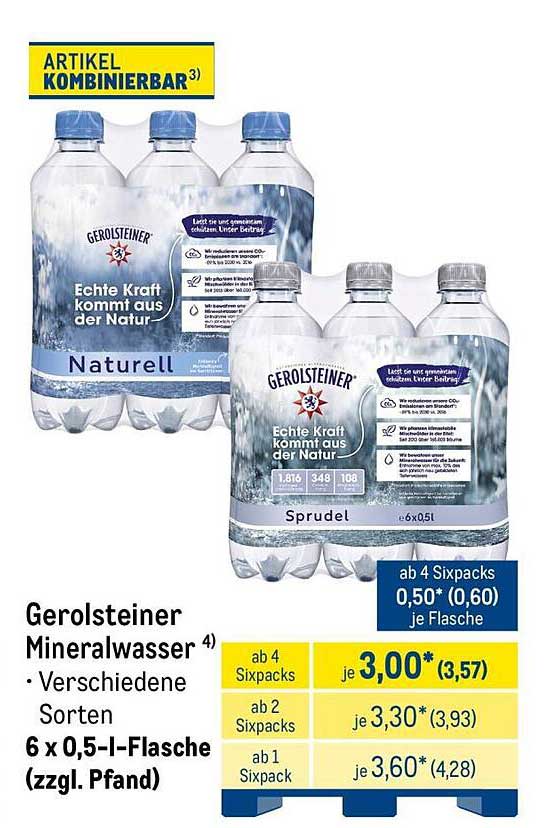 Gerolsteiner Mineralwasser Verschiedene Sorten 6 x 0,5-l-Flasche (zzgl. Pfand)