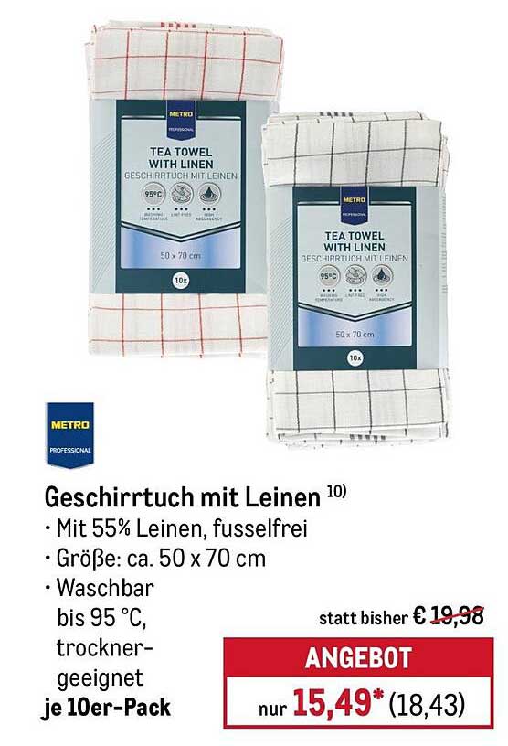 Geschirrtuch mit Leinen