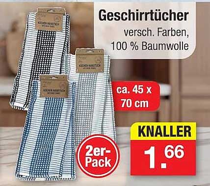 Geschirrtücher versch. Farben, 100 % Baumwolle