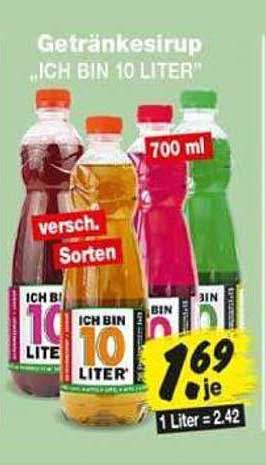 Getränkesirup „ICH BIN 10 LITER“