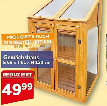 Gewächshaus B 69 x T 51 x H 120 cm