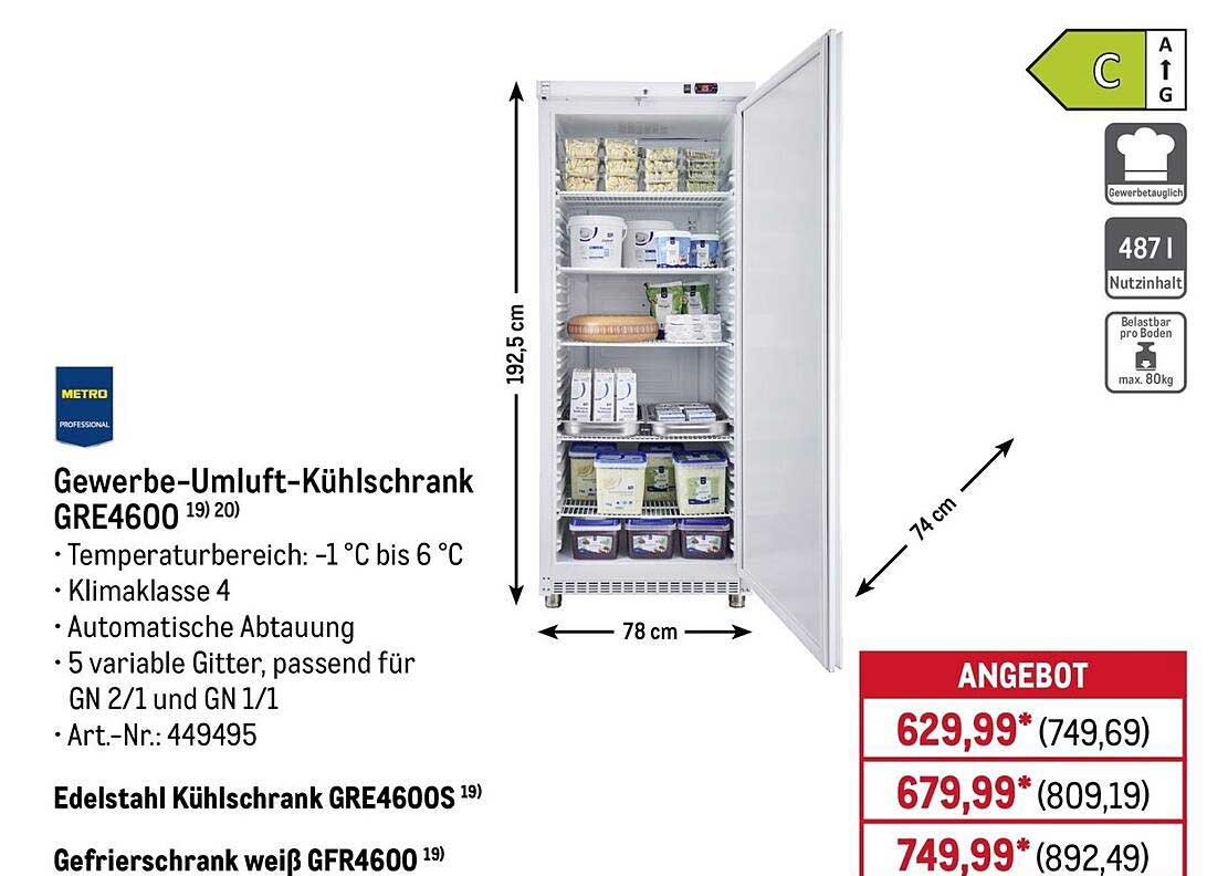 Gewerbe-Umluft-Kühlschrank GRE4600