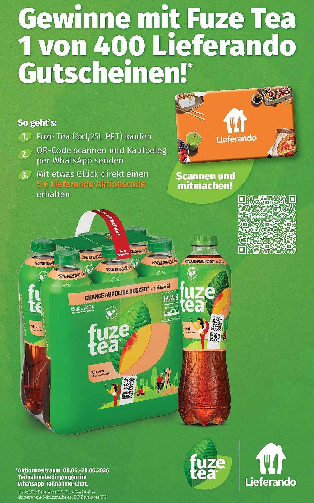 Gewinne mit Fuze Tea 1 von 400 Lieferando Gutscheinen!*