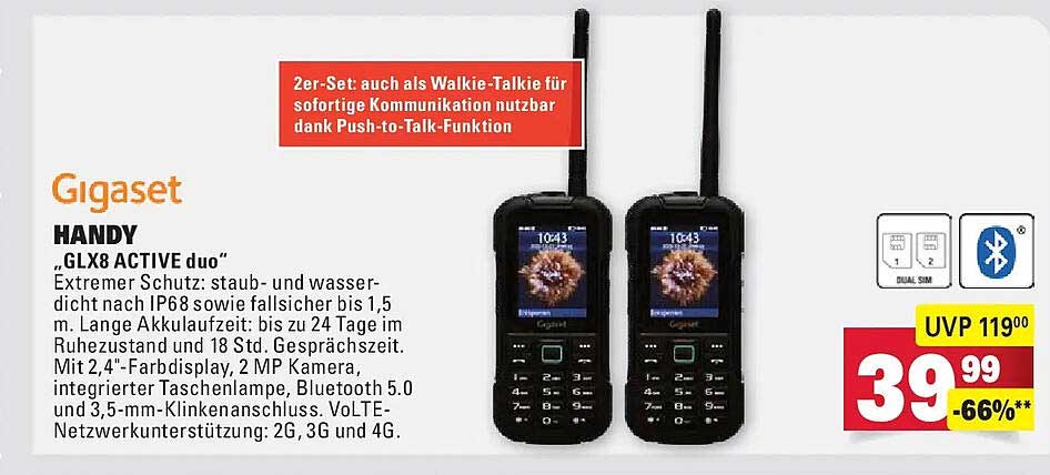 Gigaset HANDY „GLX8 ACTIVE duo“