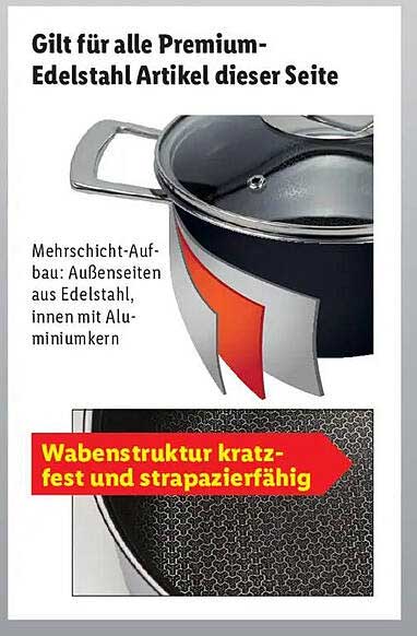 Gilt für alle Premium-Edelstahl Artikel dieser Seite