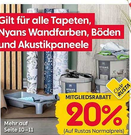 Gilt für alle Tapeten, Nyans Wandfarben, Böden und Akustikpaneele