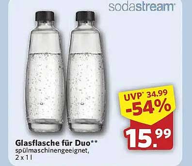 Glasflasche für Duo** spülmaschinenegeeignet, 2 x 1 l