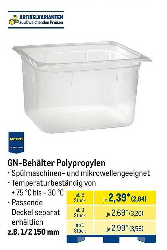 GN-Behälter Polypropylen
