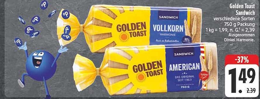 Golden Toast Sandwich verschiedene Sorten 750 g