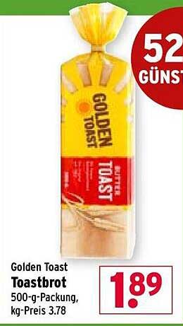 Golden Toast Toastbrot 500-g-Packung, kg-Preis 3.78