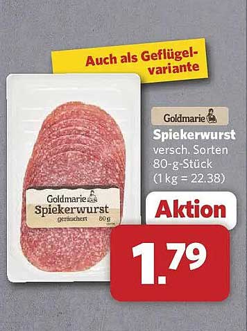 Goldmarie Spiekerwurst versch. Sorten 80-g-Stück (1 kg = 22.38)