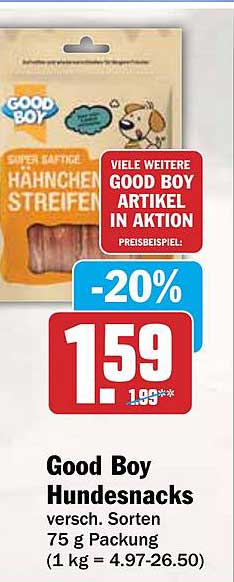 Good Boy Hundesnacks versch. Sorten 75 g Packung (1 kg = 4.97-26.50)