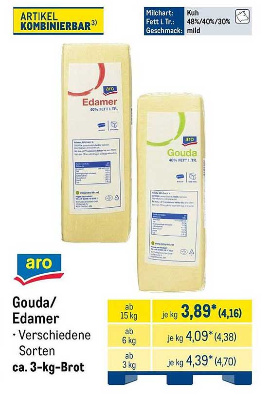 Gouda/ Edamer • Verschiedene Sorten ca. 3-kg-Brot