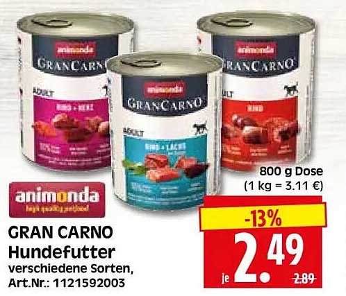 GRAN CARNO Hundefutter verschiedene Sorten, Art.Nr.: 1121592003