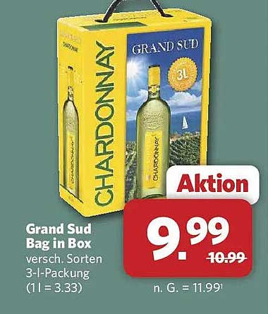 Grand Sud Bag in Box versch. Sorten 3-l-Packung (1 l = 3.33)