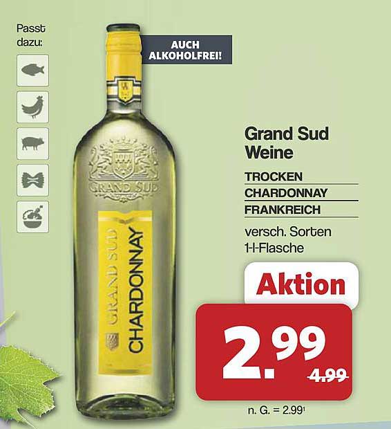 Grand Sud Weine TROCKEN CHARDONNAY FRANKREICH versch. Sorten 1-l-Flasche